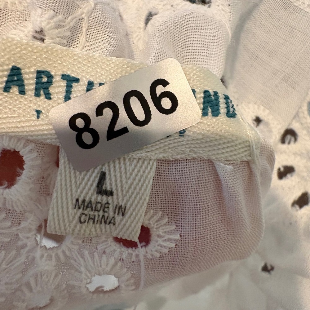 Off-Shoulder White Midi Dress with Eyelet Trim - Picture 16 of 16